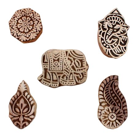 Set of 5 Piece New Mix Wooden Printing Blocks